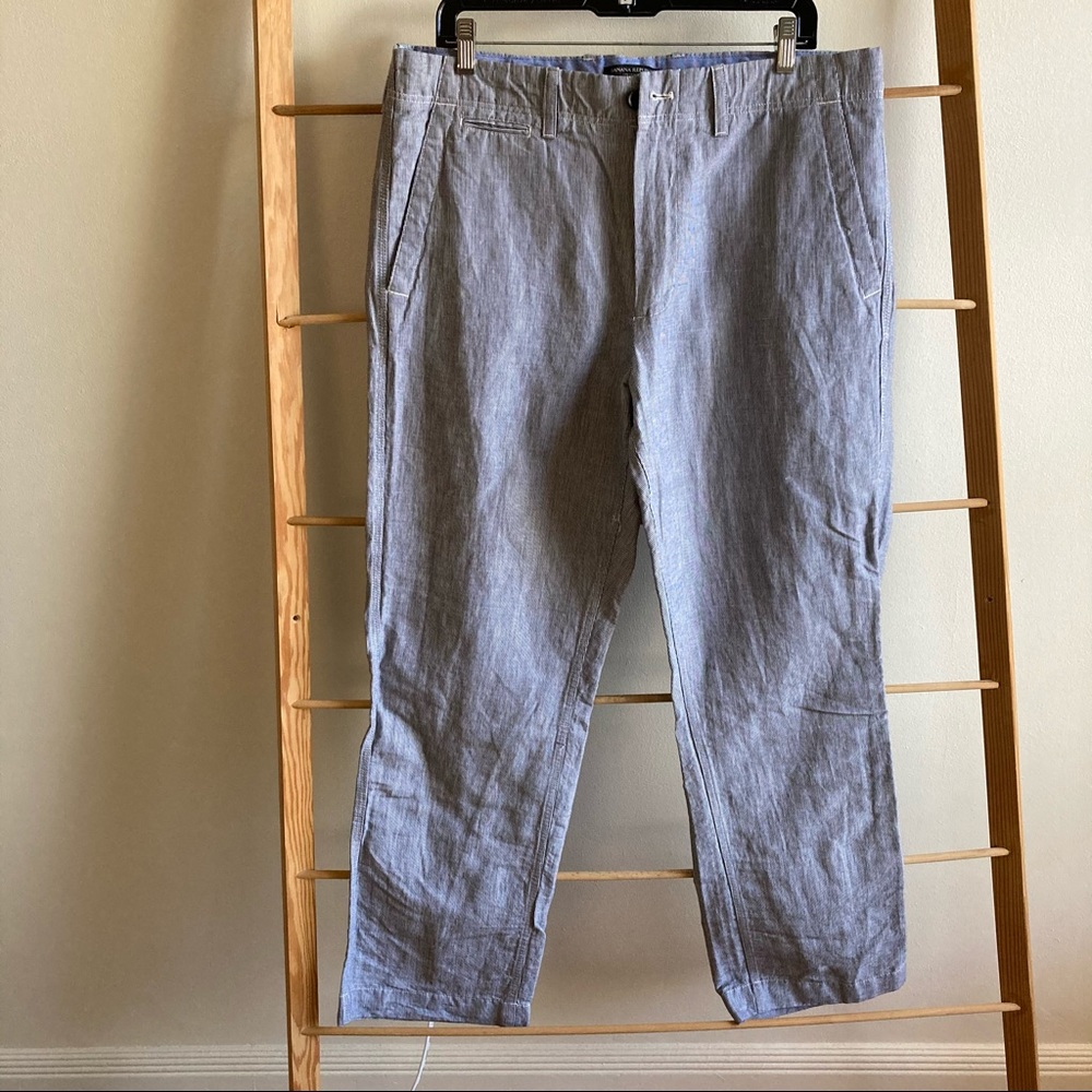 Linen/Cotton striped pants w/ drawstring